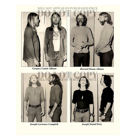 The Allman Brothers Mugshot Photograph 11 X 14 - RARE 1971 Mugshots - Poster Art - Picture 1 of 2